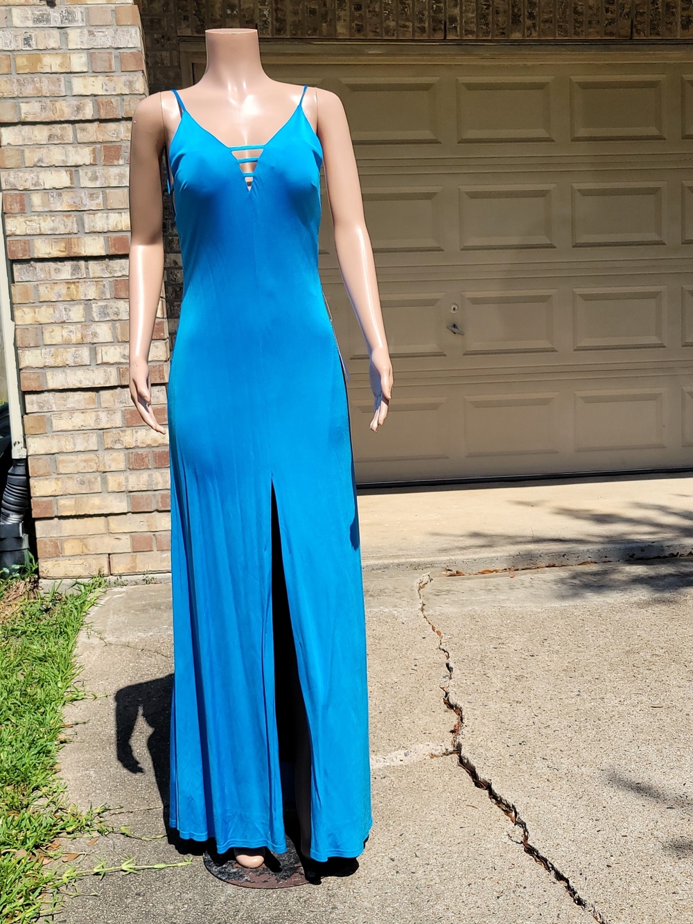 Aidan Mattox Blue Maxi Skirt with Front Slit